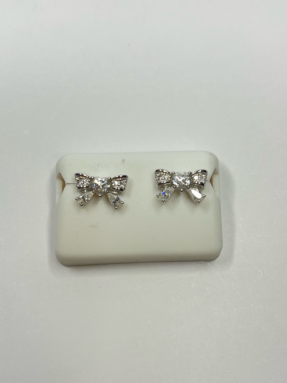 925 Sterling Silver Bow Stud Earrings with Moissanite
